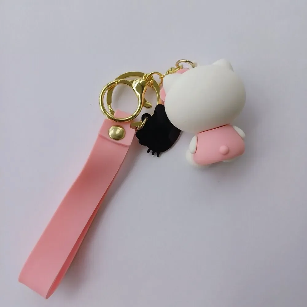 Sanrio HELLO KITTY Pink Molded 3D FIGURE KEYCHAIN Charm Backpack Fob Carry Strap